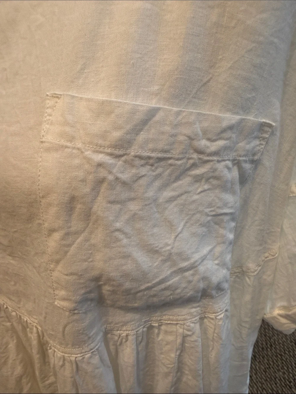 Free People Cream Babydoll Short Sleeve Tunic